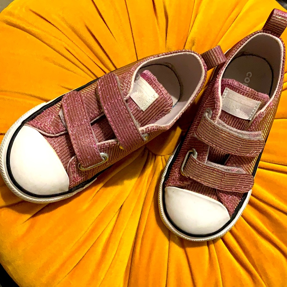 Toddler girls Pink Gold iridescent Converse shoes